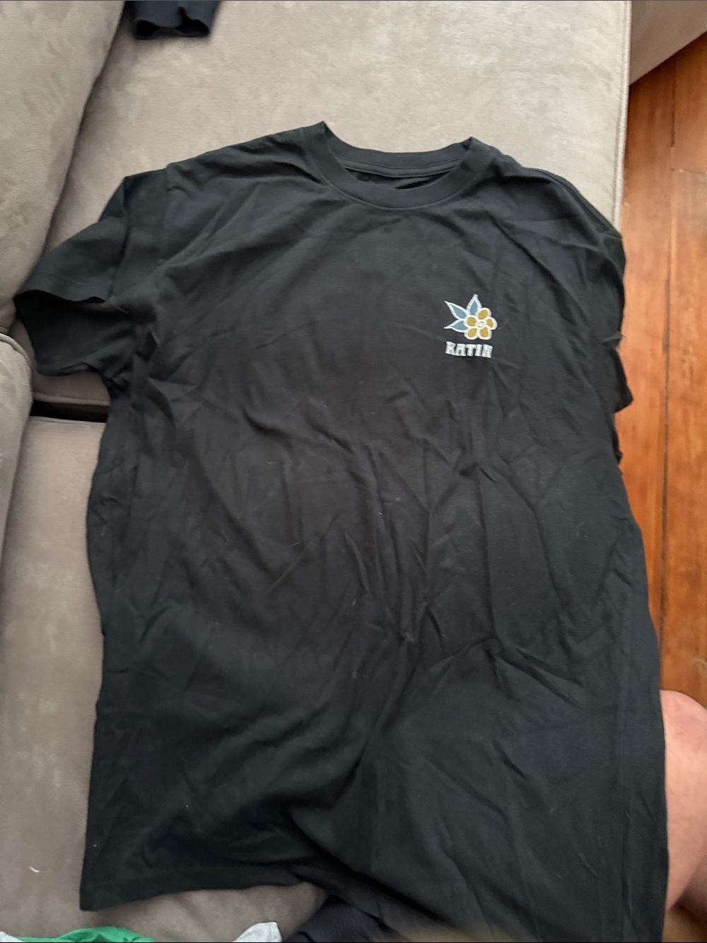 Katin Black Short-Sleeve Tee with Small Floral Logo